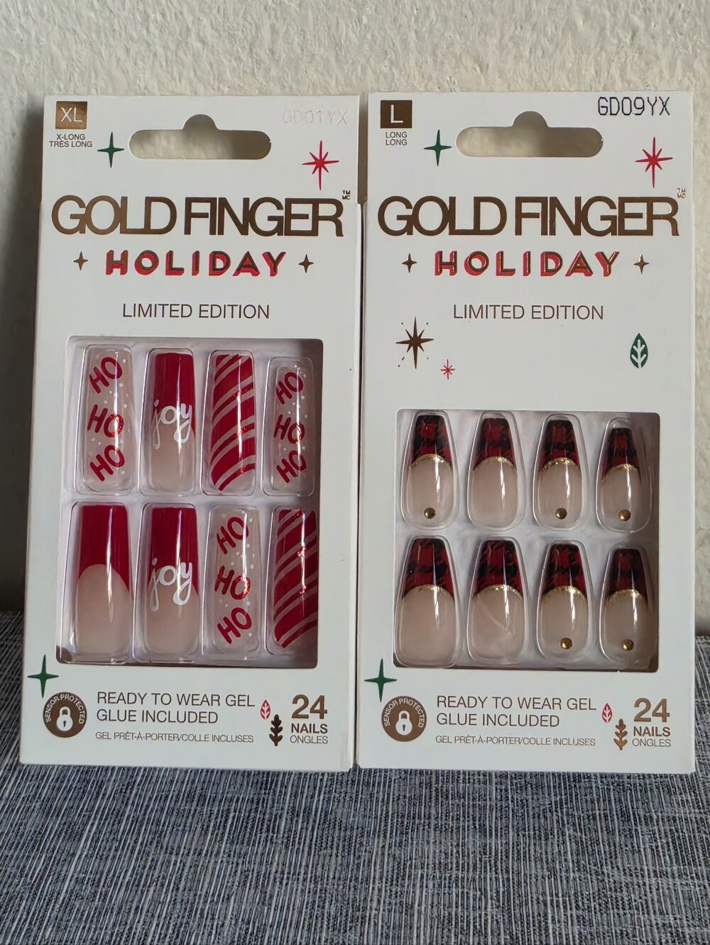Goldfinger By Kiss Glue On Nails Long Christmas Holiday Red